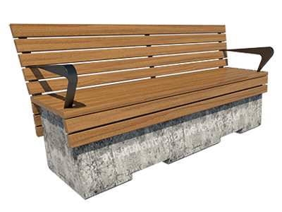 Concrete Bench with Backrest